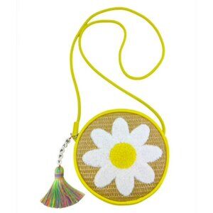 Wonder Nation Girls Daisy Straw Crossbody Bag, Yellow New